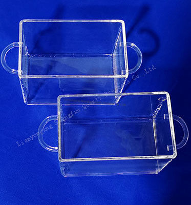 공장 맞춤형 융합 실리카 석영 유리 용기 (손잡이 포함)