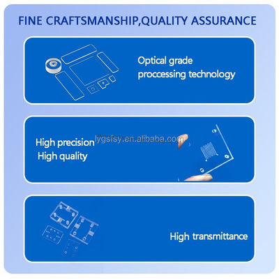 투명한 쿼츠 유리판, 높은 빛 전달력, 높은 온도 저항성, 그리고 기술 응용 용품에 대한 부식 저항성