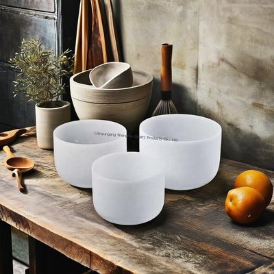 7 차크라 균형 12 음과 높은 온도 저항을 가진 명상을 위한 쿼츠 노래 그릇