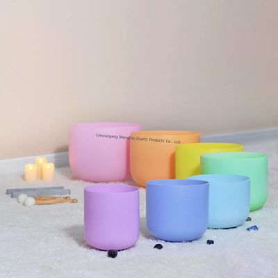 Alchemy Magic Colorful Clear Quartz Crystal Singing Bowl Set Sound Therapy Healing Bowl Products For Sound Therapy