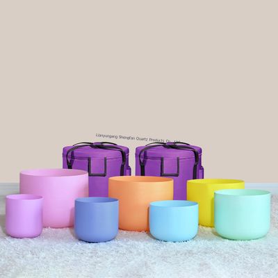 High Transmittance Crystal Singing Bowl Set with Chakra Healing and Digital Musical Scale for Meditation
