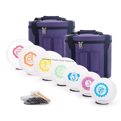 6-12inch Chakra Singing Bowl Set Sound Healing Healthy Free Mallets And O Rings Frosted Crystal Singing Bowls